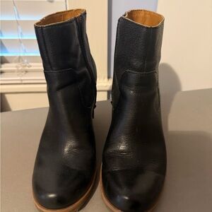 Kork-Ease Black Leather Ankle Booties